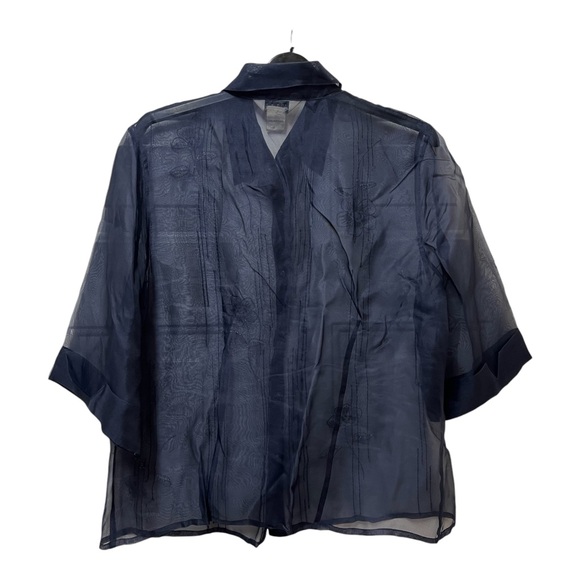 Outfit JPR Embroidered Sheer Button Down Shirt Size Large - Picture 2 of 5